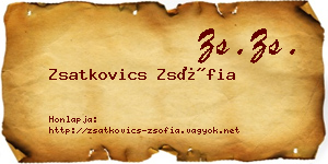 Zsatkovics Zsófia névjegykártya